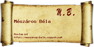 Mészáros Béla névjegykártya